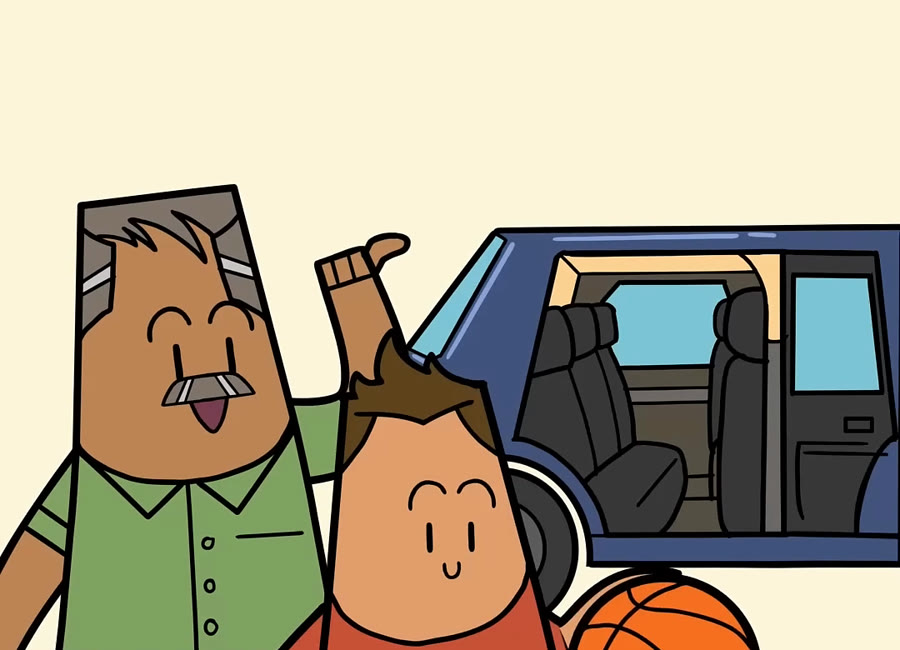 Dad tells his son it's time to get in the car